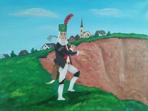 Ein Steiger in Paradeuniform an der Pinge