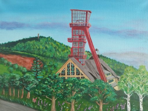 Blick zum AL Schacht, im Hintergrund Pinge und Geisingberg
