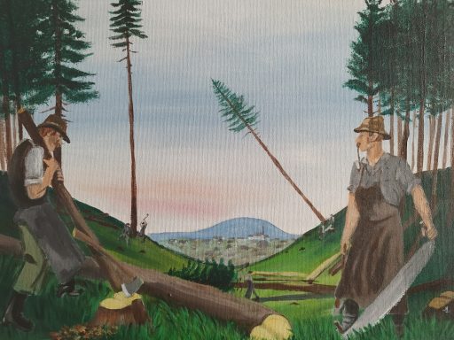 Holzfäller mit Blick auf Altenberg vor 1891