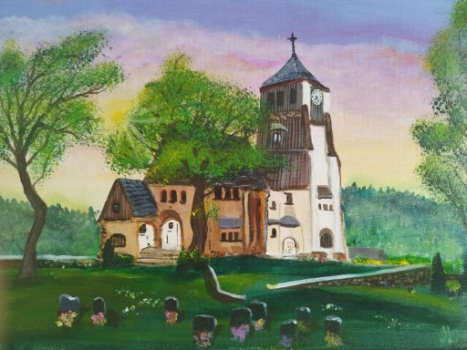 Zinnwalder Kirche im Sonnenaufgang