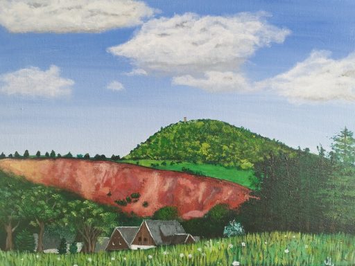 Blick auf Altenberg von der Weinzeche, Pinge und Geisingberg im Hintergrund